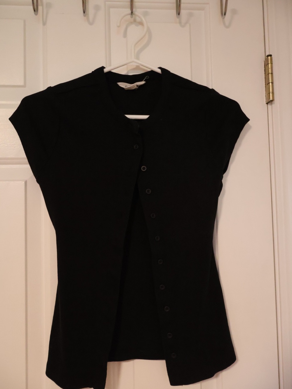 Glassons Black Cap Sleeve Button Down Top